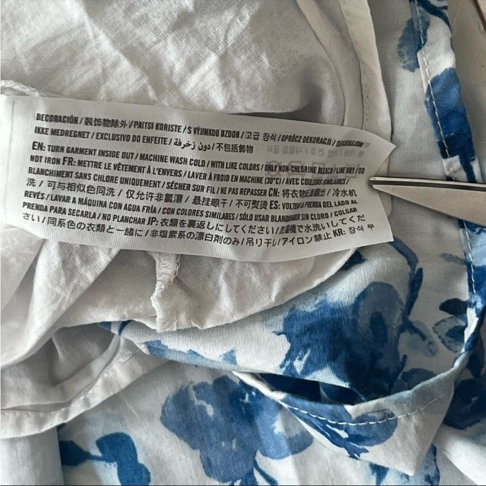Abercrombie & Fitch Emerson Poplin Puff Sleeve Mini Dress S Blue White Floral - Picture 7 of 10
